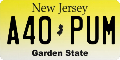 NJ license plate A40PUM