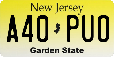 NJ license plate A40PUO