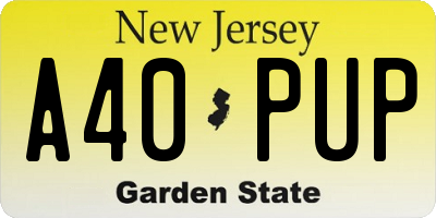 NJ license plate A40PUP