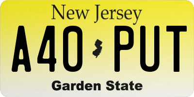 NJ license plate A40PUT