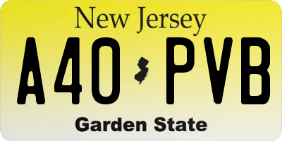 NJ license plate A40PVB