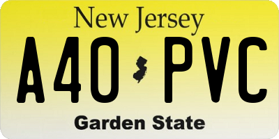 NJ license plate A40PVC