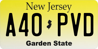 NJ license plate A40PVD