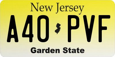 NJ license plate A40PVF