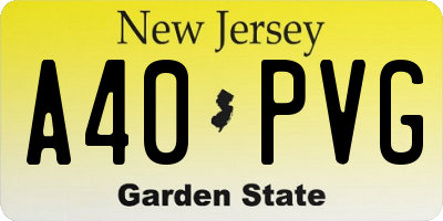 NJ license plate A40PVG