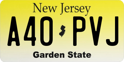 NJ license plate A40PVJ