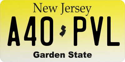 NJ license plate A40PVL