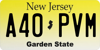 NJ license plate A40PVM