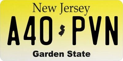 NJ license plate A40PVN