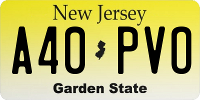NJ license plate A40PVO