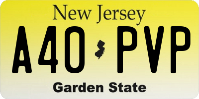 NJ license plate A40PVP