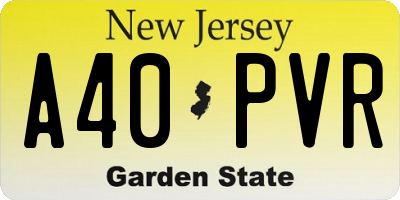 NJ license plate A40PVR