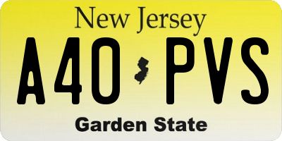 NJ license plate A40PVS