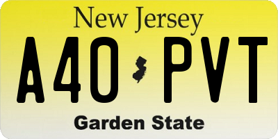 NJ license plate A40PVT