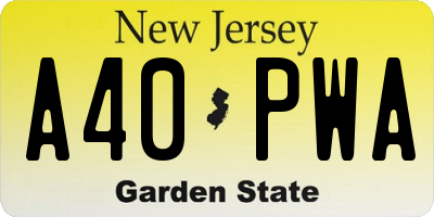 NJ license plate A40PWA