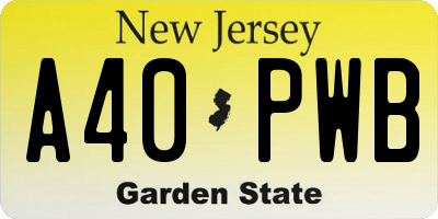 NJ license plate A40PWB