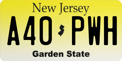 NJ license plate A40PWH