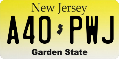 NJ license plate A40PWJ