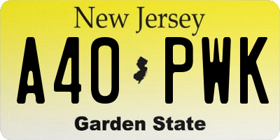 NJ license plate A40PWK