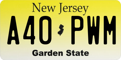 NJ license plate A40PWM