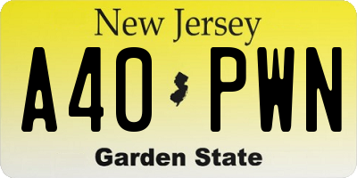 NJ license plate A40PWN