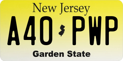 NJ license plate A40PWP