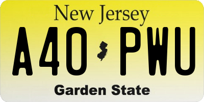 NJ license plate A40PWU