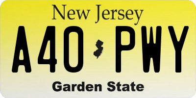 NJ license plate A40PWY