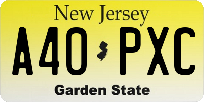 NJ license plate A40PXC