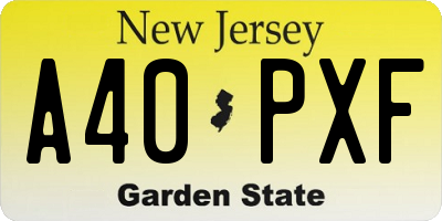 NJ license plate A40PXF