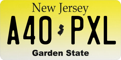 NJ license plate A40PXL
