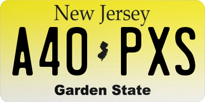 NJ license plate A40PXS