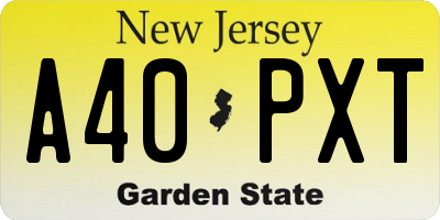 NJ license plate A40PXT