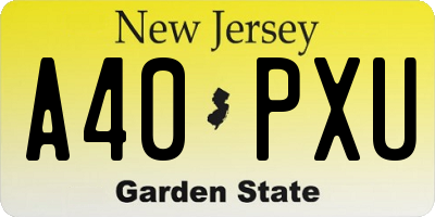 NJ license plate A40PXU