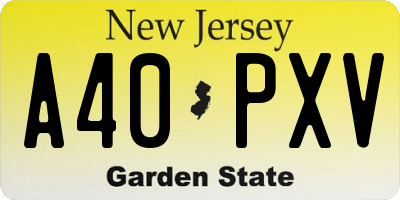 NJ license plate A40PXV