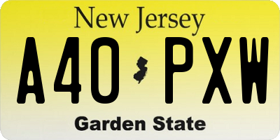 NJ license plate A40PXW