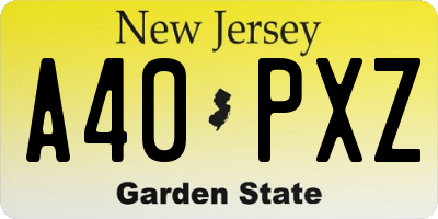 NJ license plate A40PXZ