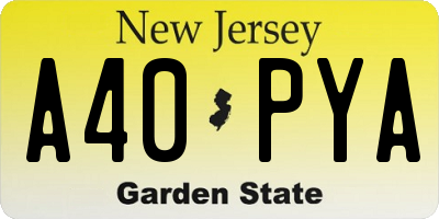 NJ license plate A40PYA