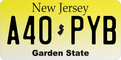 NJ license plate A40PYB