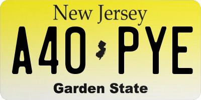 NJ license plate A40PYE