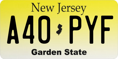 NJ license plate A40PYF