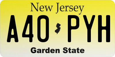 NJ license plate A40PYH