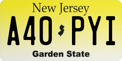 NJ license plate A40PYI