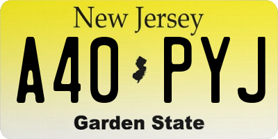 NJ license plate A40PYJ