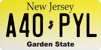 NJ license plate A40PYL