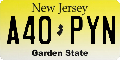 NJ license plate A40PYN