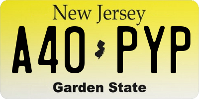 NJ license plate A40PYP