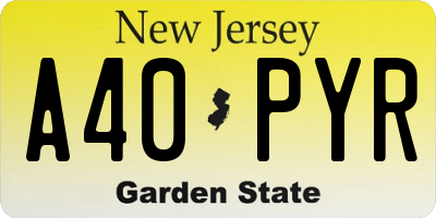 NJ license plate A40PYR