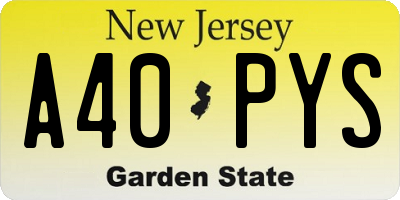 NJ license plate A40PYS