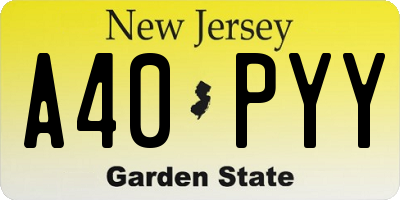 NJ license plate A40PYY